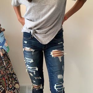 American Eagle Distressed Legging Crop Jeans